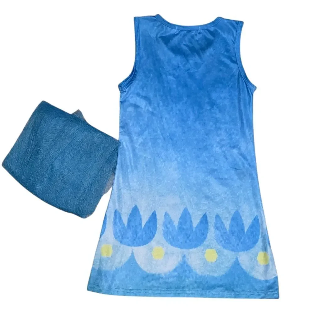 Girls Troll Costume With Sheer Cape And Light Up Headband
